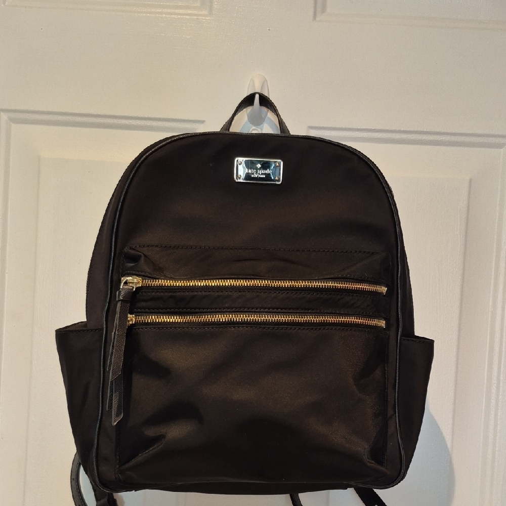 Kate Spade Black Wilson Road Bradley Nylon Backpack with Gold Accents